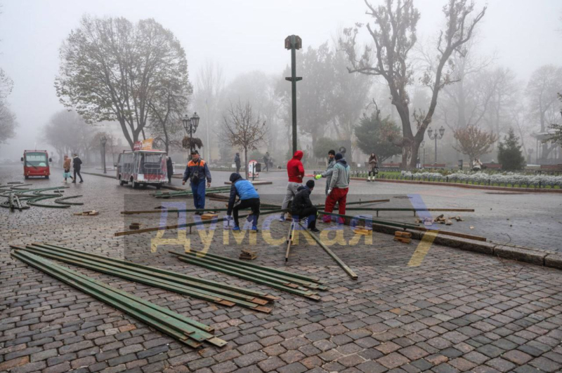 Праздник приближается: в Одессе начали устанавливать новогоднюю елку – фото