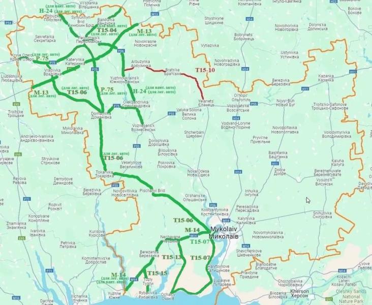 На Миколаївщині сьогодні частково відкривають рух транспорту на раніше зачинених через негоду автодорогах (карта)